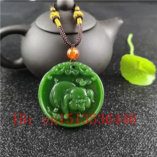 Women'S Fashion Jewellery - Natural Green Chinese Pig Carved Jade