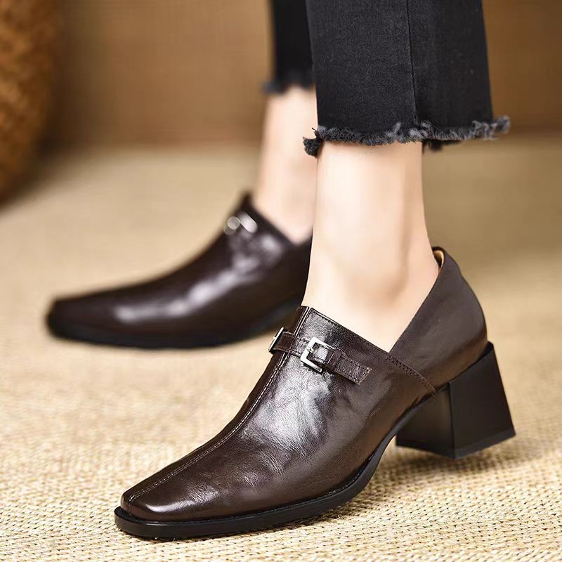 Women'S Fashion Trends Autumn 2025 - Women High Heels Square Toe Leather