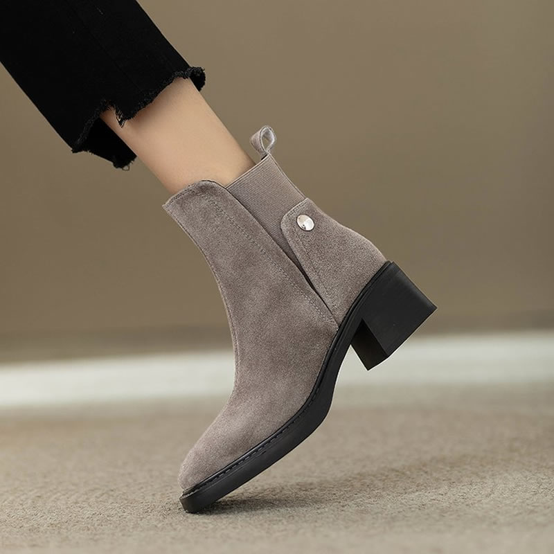 Women'S Fashion Trends Autumn 2025 - Suede Women Chunky Ankle Boots Fashion