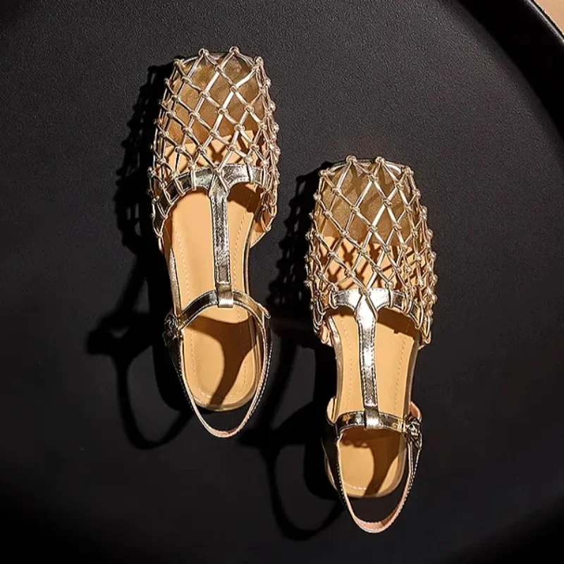 Women'S Fashion Trends Summer 2025 - Women Weave Mesh Sandals Square Toe