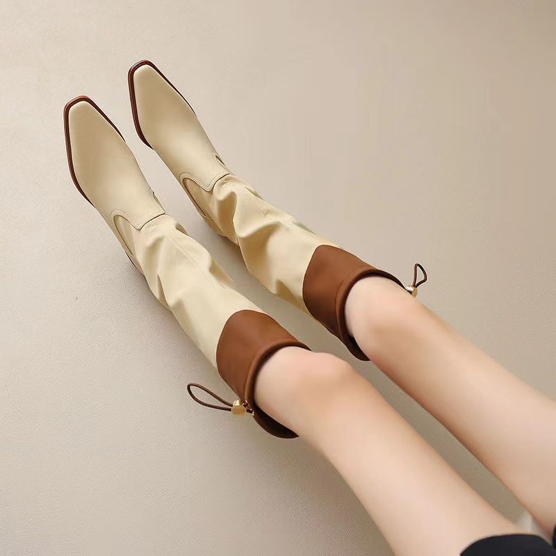 Women'S Fashion Trends 2025 - Apricot Square Toe Women's Long Boots