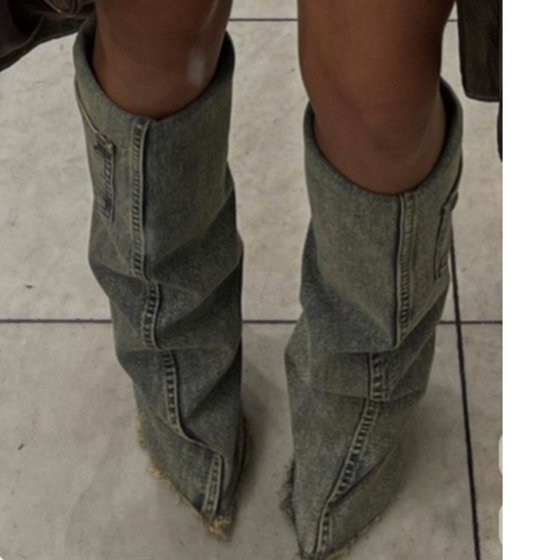 Denim Pointed Toe Knee High Tr - Women'S Fashion Trousers recension och pris