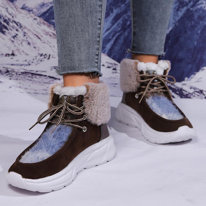 Fashion Faux Fur Lace Up Snow  - Women'S Fashion Hiking Boots recension och pris