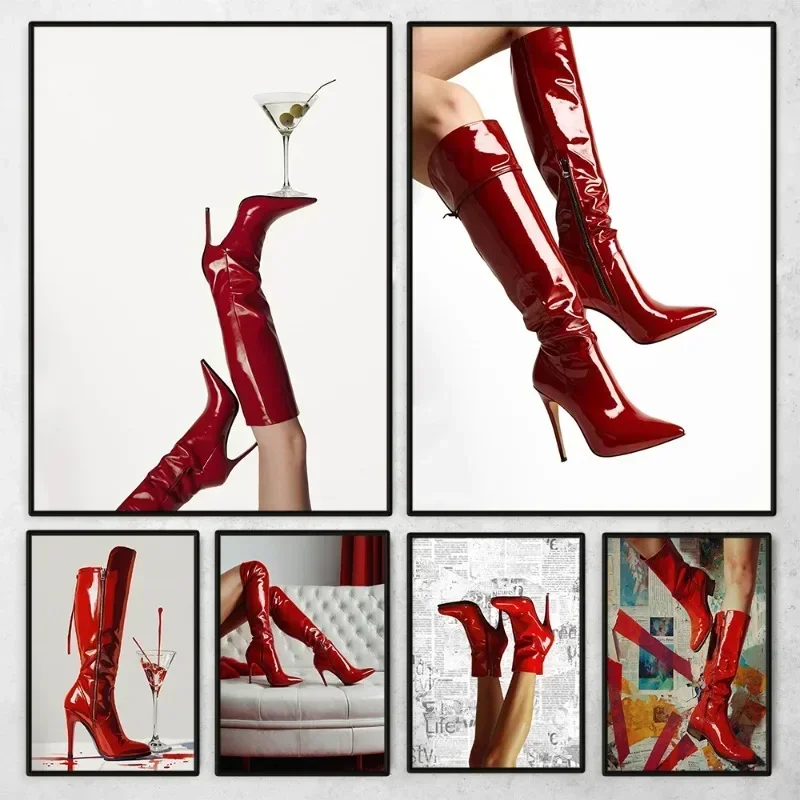 Red Boots Sexy Woman Poster Re - Women'S Fashion Magazine recension och pris