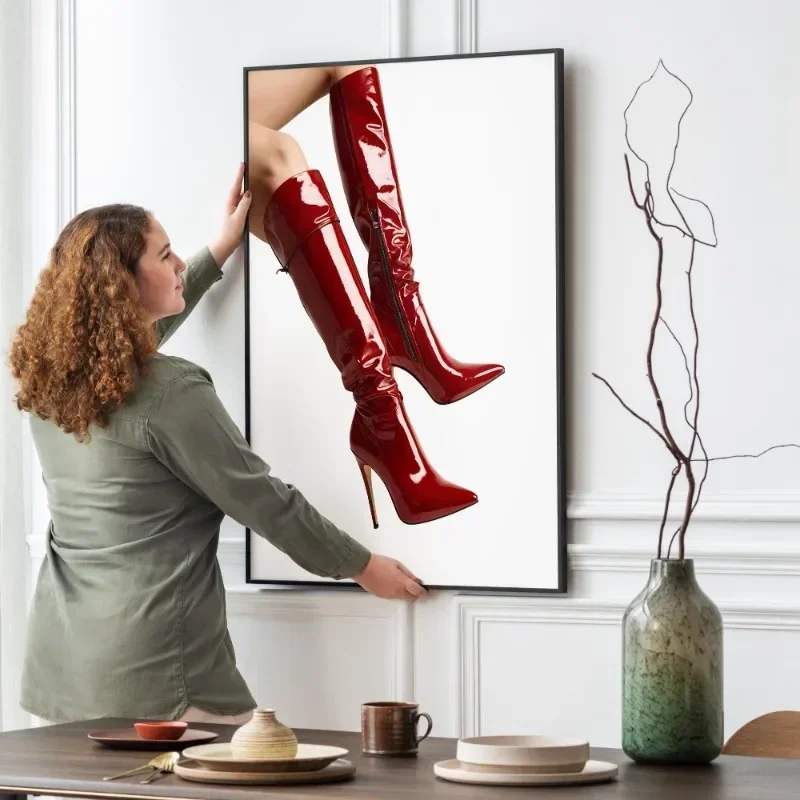 Red Boots Sexy Woman Poster Re - Women'S Fashion Magazine recension och pris