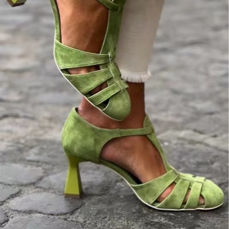 Women's Green Suede Kitten Hee - Spaghetti Strap Dress recension och pris