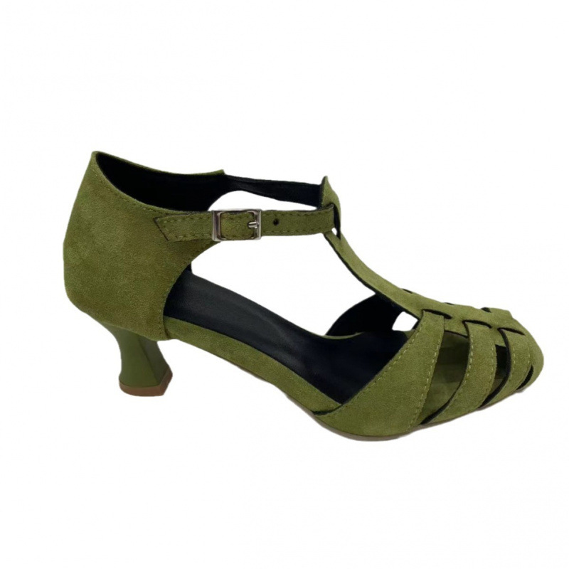 Women's Green Suede Kitten Hee - Spaghetti Strap Dress recension och pris