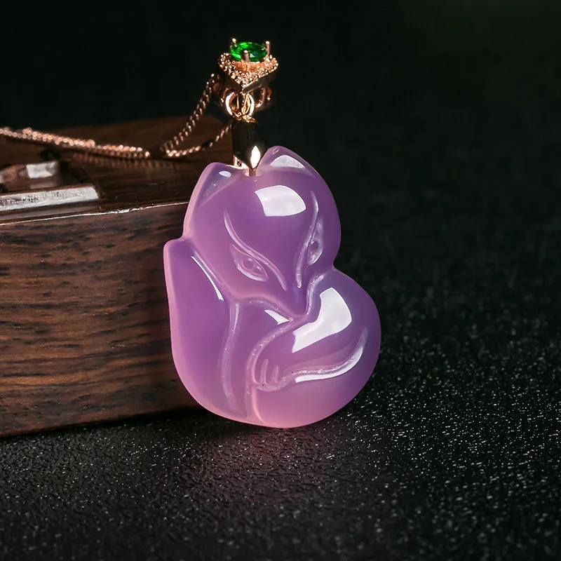 Natural Purple Agate Fox Penda - Women'S Fashion Jewellery recension och pris