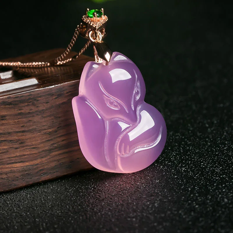 Natural Purple Agate Fox Penda - Women'S Fashion Jewellery recension och pris