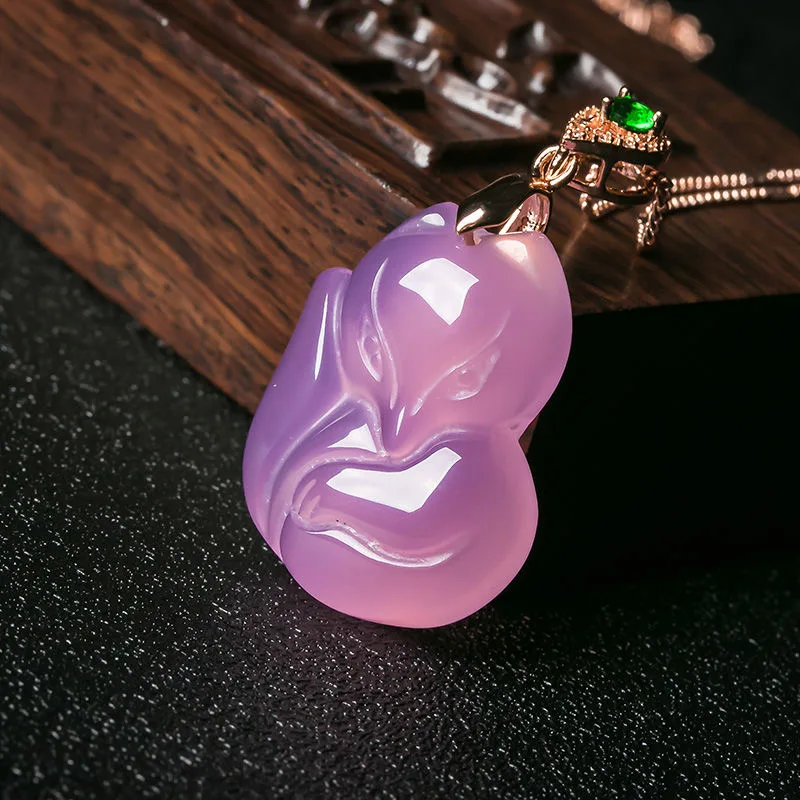 Natural Purple Agate Fox Penda - Women'S Fashion Jewellery recension och pris