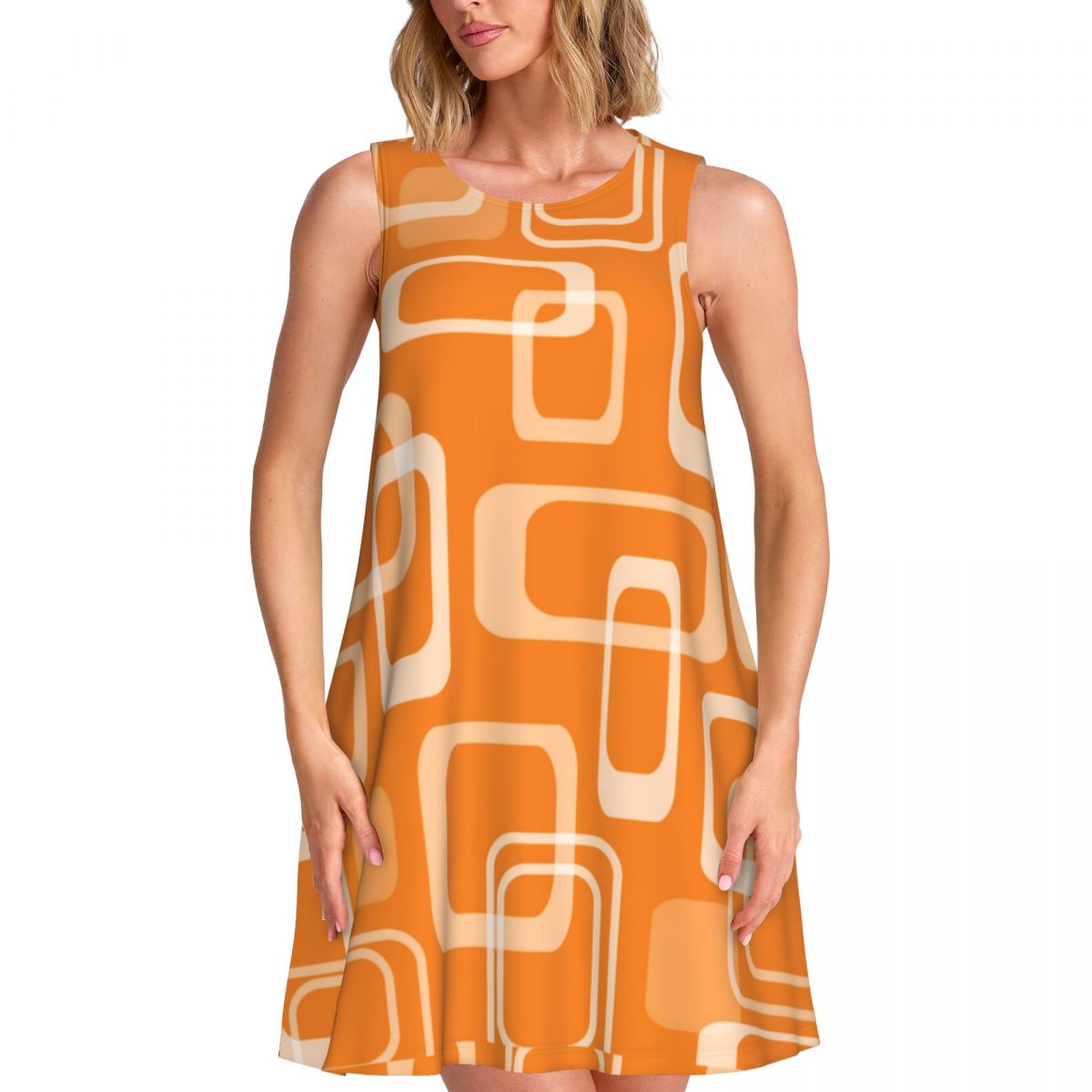 Orange Retro Mod Dress 60s Squ - Women'S Fashion Of The 60S recension och pris