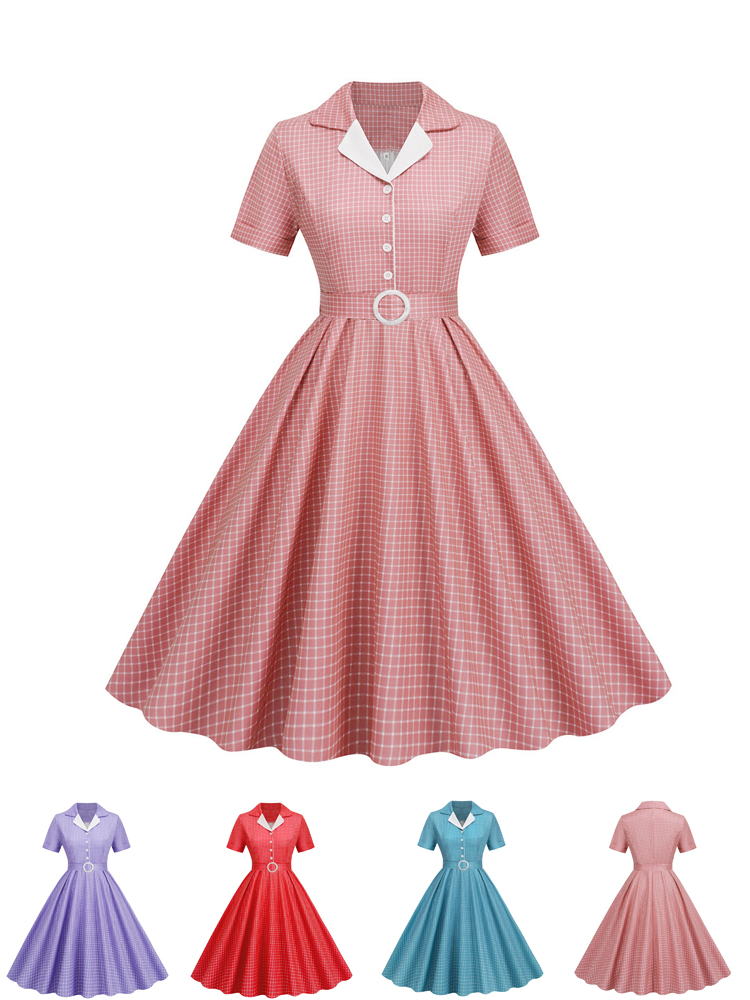 Plaid Vintage Office Summer Dr - Women'S Fashion From The 60S recension och pris