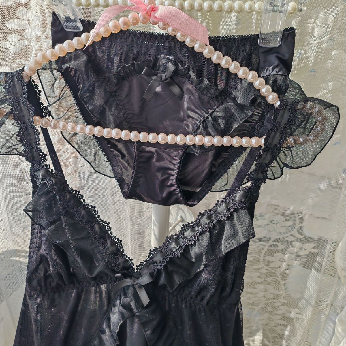 Women Black Ice Silk Nightgown - Spaghetti Strap Dress recension och pris