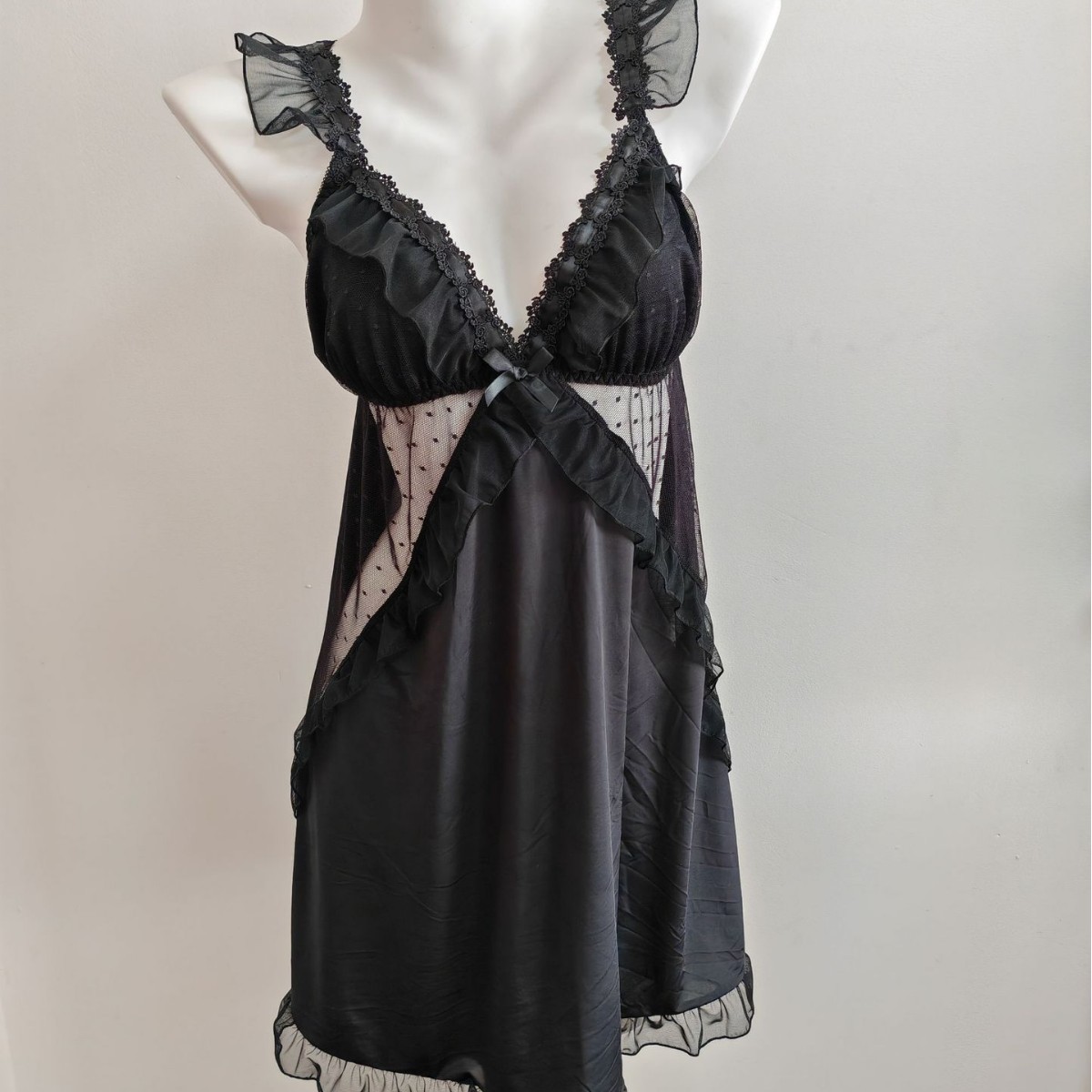 Women Black Ice Silk Nightgown - Spaghetti Strap Dress recension och pris