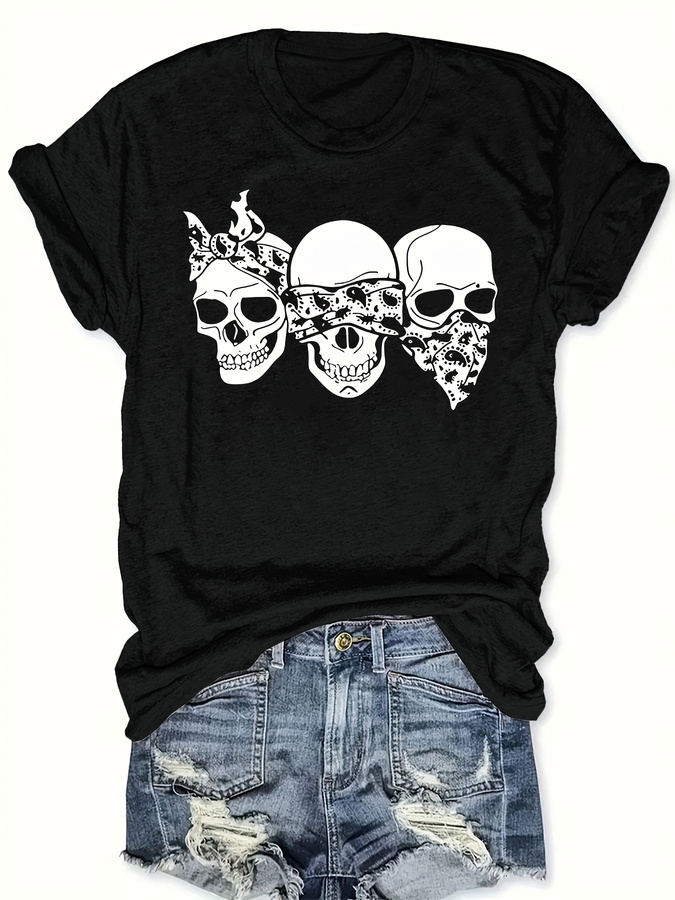 Happy Cartoon Skull T-Shirt, L - Women'S Fashion Trends Summer 2025 recension och pris